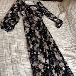 Silk black and white floral midi with side cutouts medium, Astr the Label brand